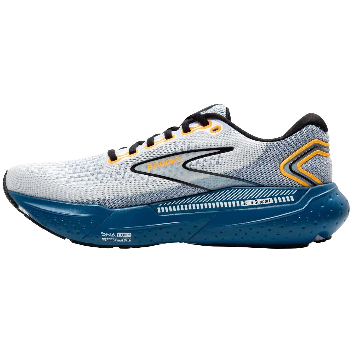 Tenis Running Brooks GLYCERIN GTS 21 Blanco Azul Hombre
