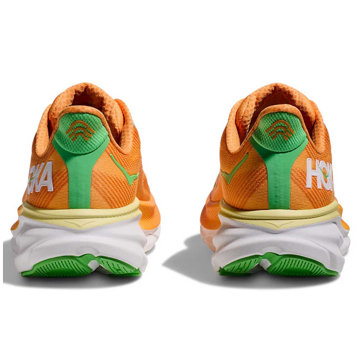 Tenis Hoka CLIFTON 9 Running Naranja Verde Hombre