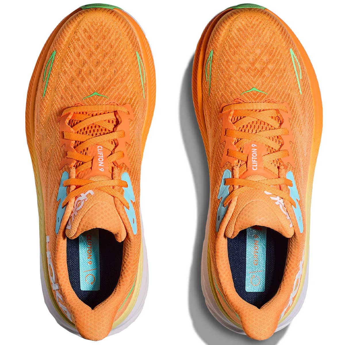 Tenis Hoka CLIFTON 9 Running Naranja Verde Hombre